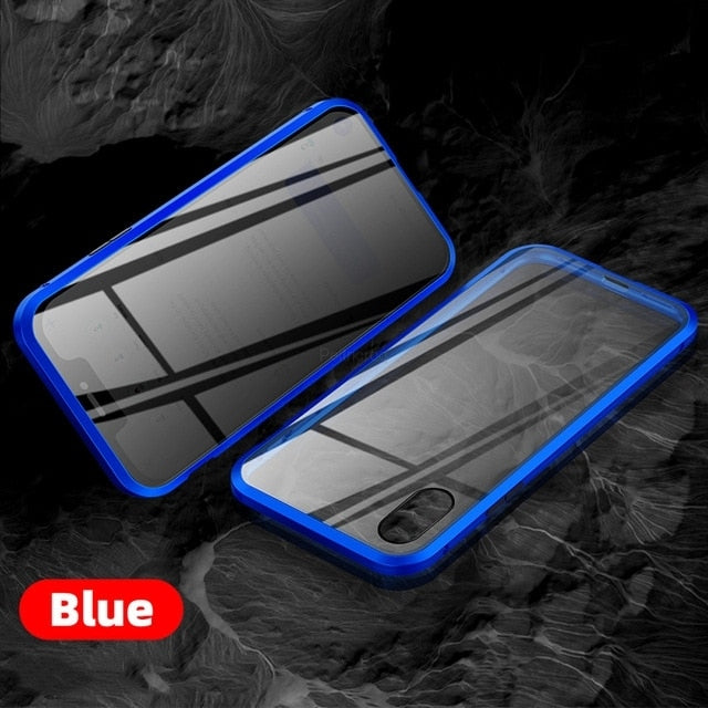 Anti Spy Magnetic Tempered Glass Privacy Metal Case for Iphone